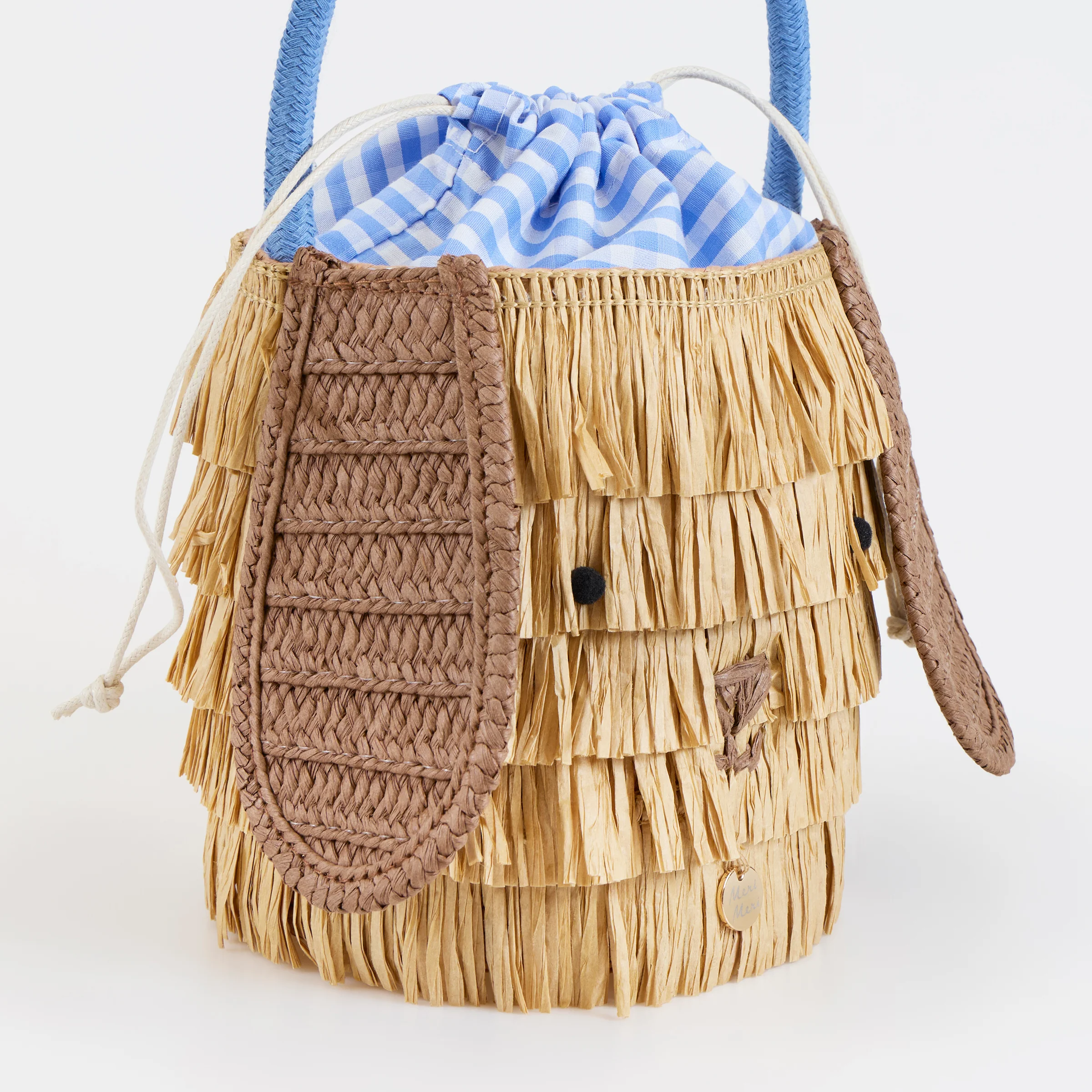 Shaggy Raffia Puppy Basket - Image 3