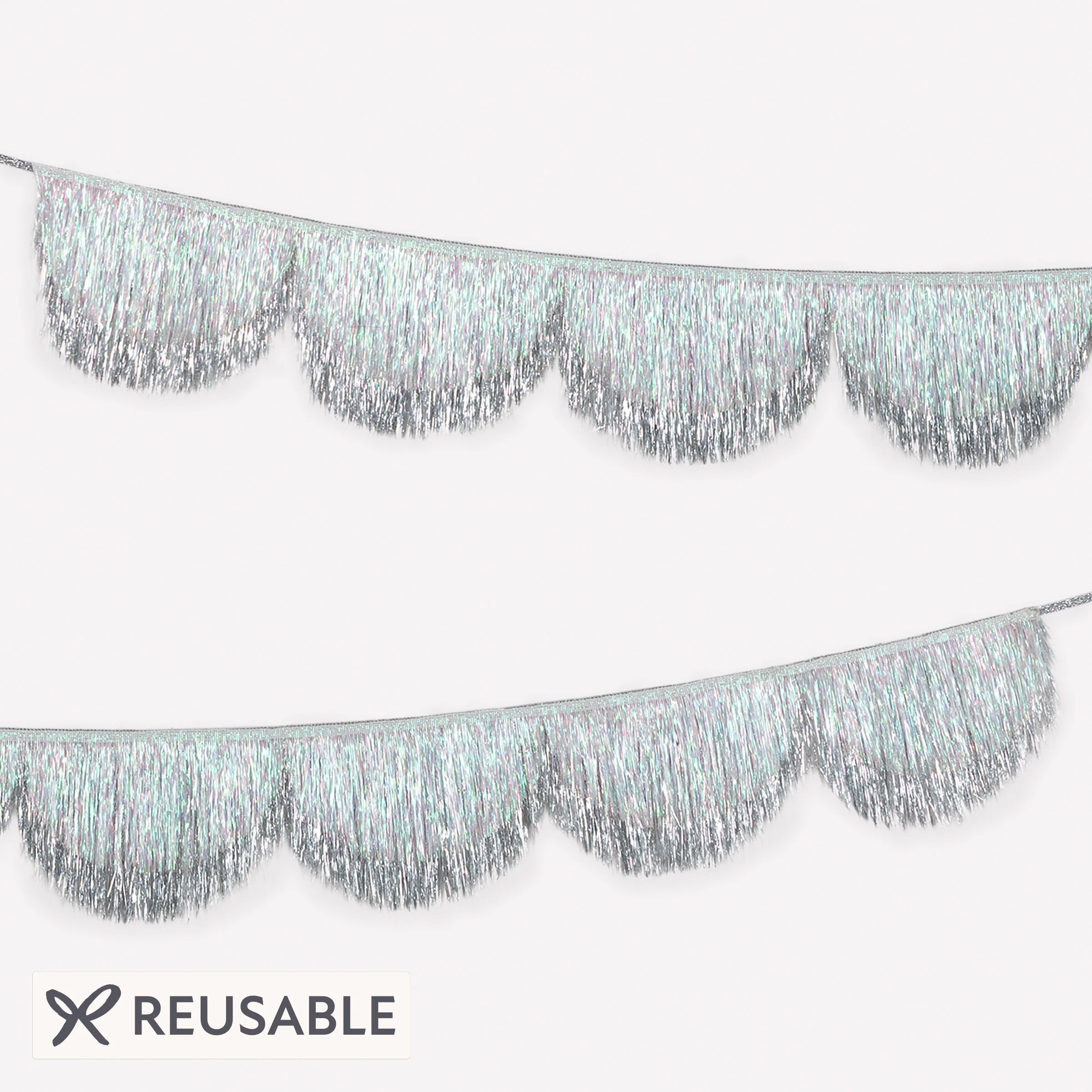 Silver Iridescent Tinsel Scallop Garland