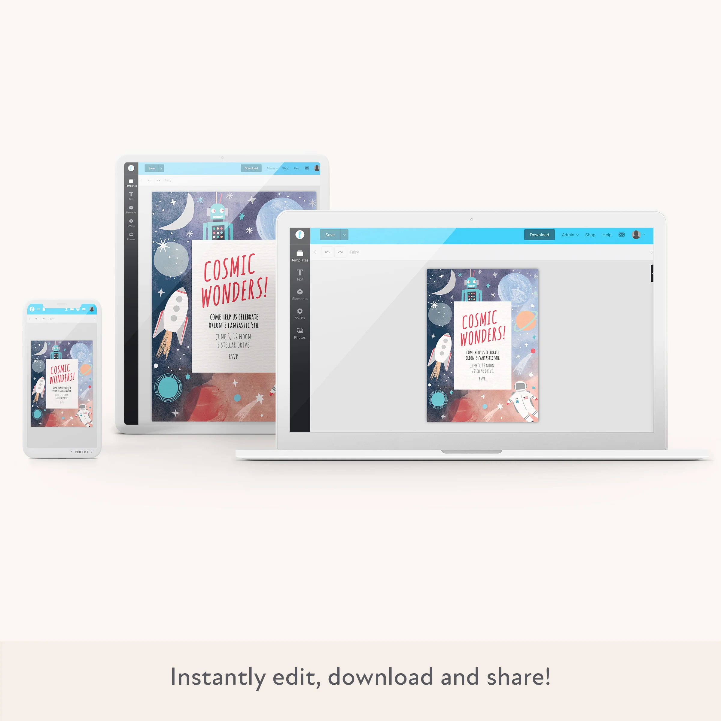 Space Download & Print Invitation - Image 2