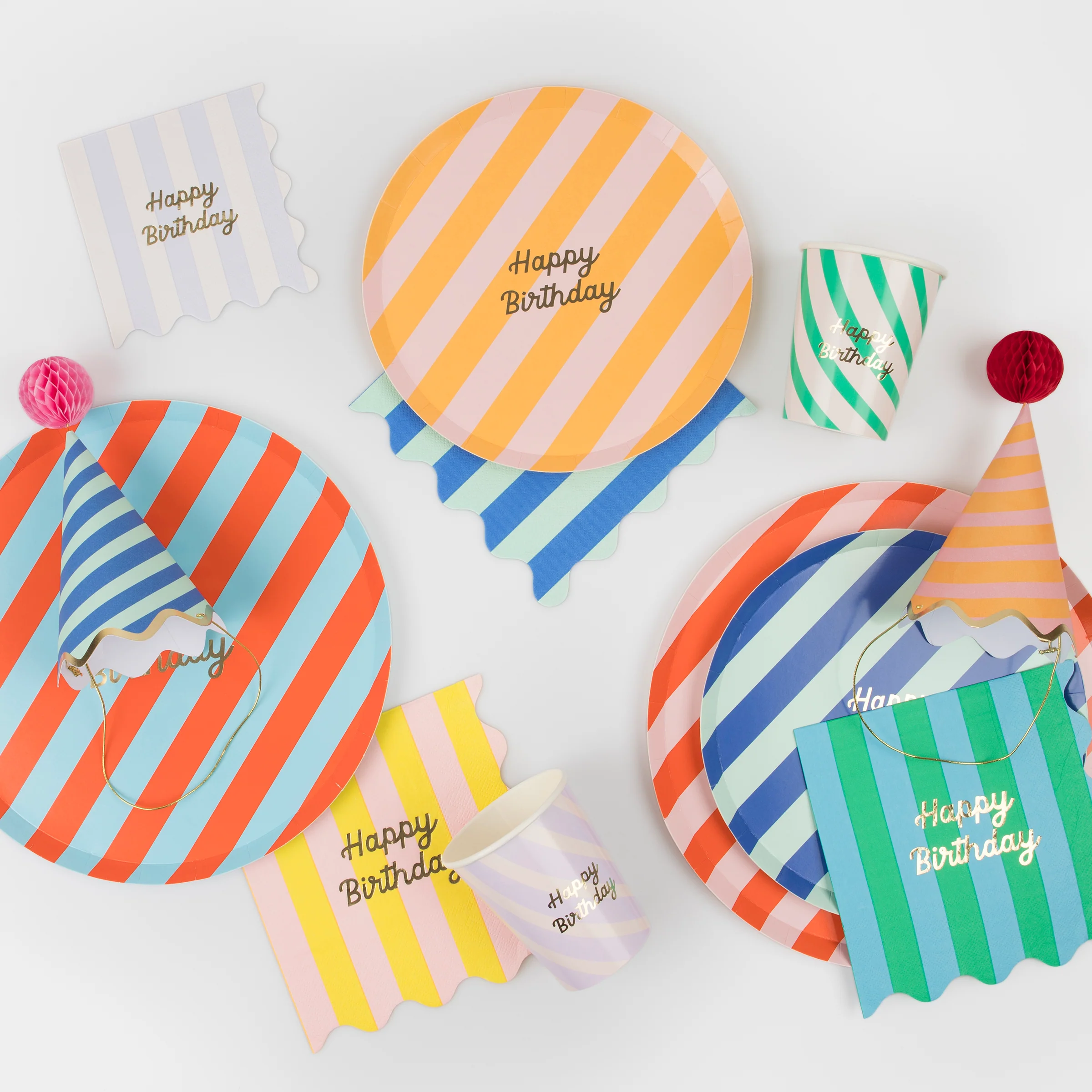 Stripe Happy Birthday Side Plates (x 8) - Image 3