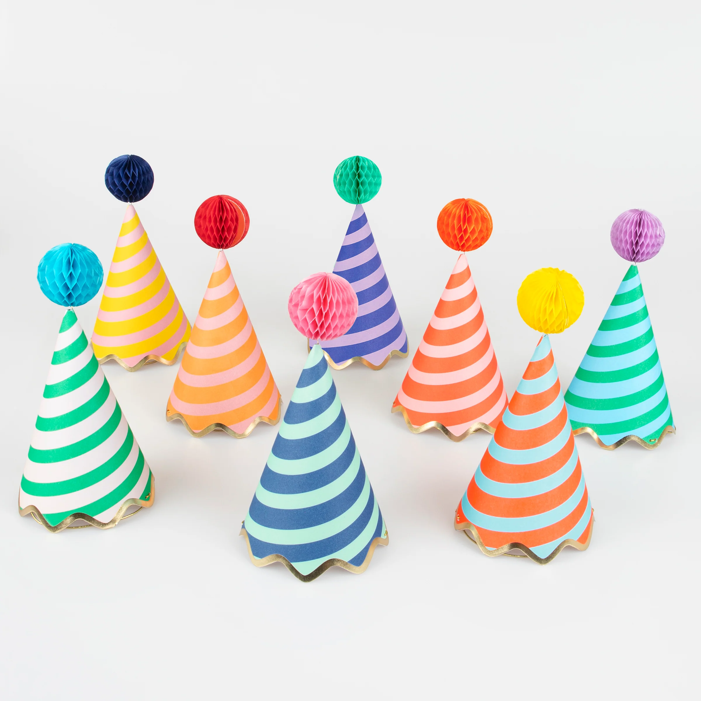 Stripe Party Hats (x 8)