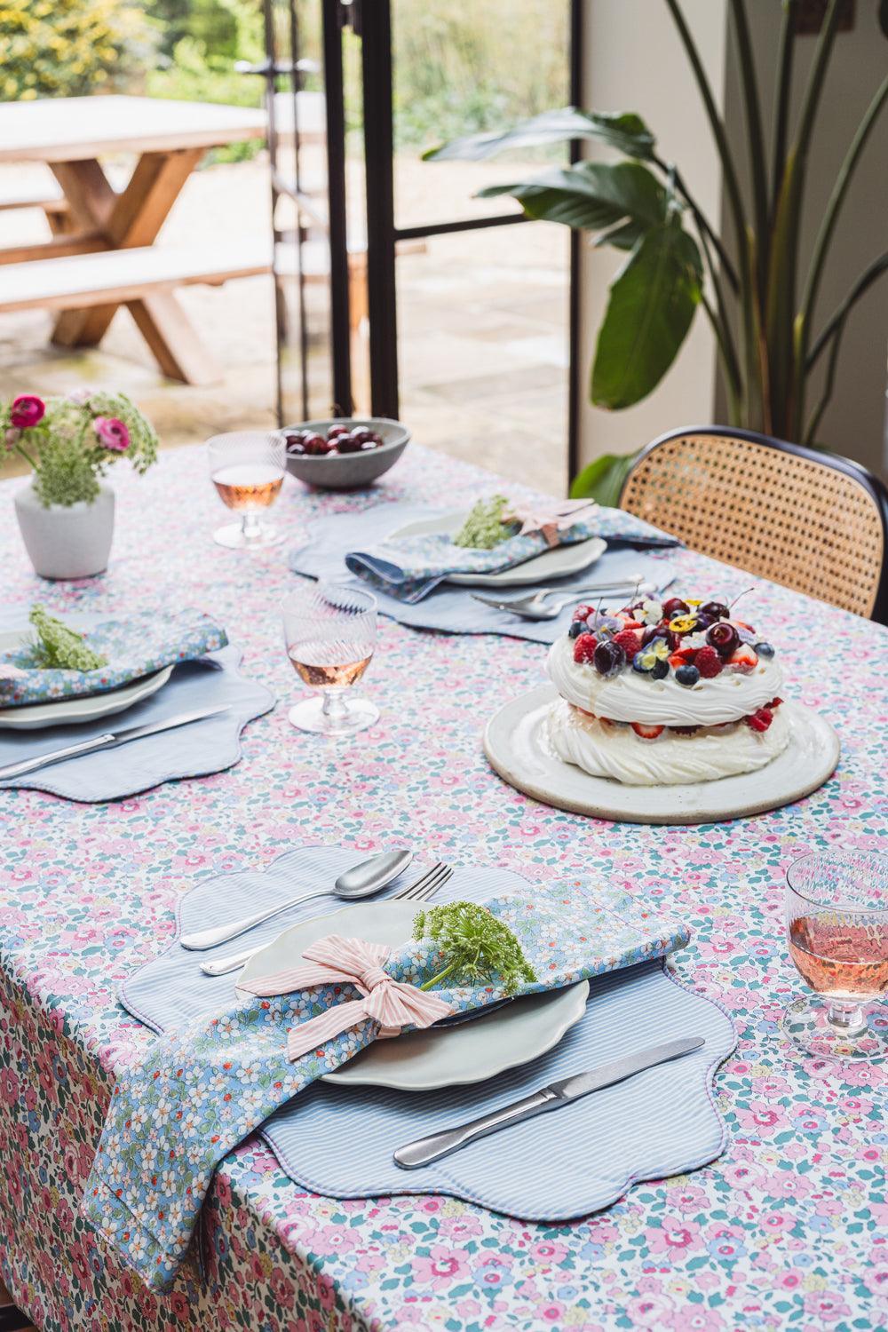 Betsy Candy Floss Tablecloth made with Liberty Fabric - Image 3