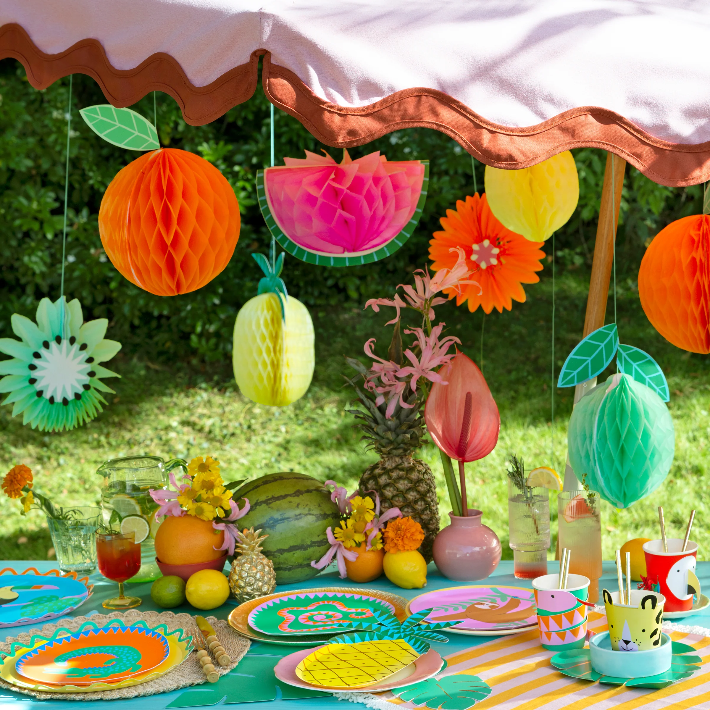 Tropical Fruit Honeycomb Decorations (x 7) - Image 2