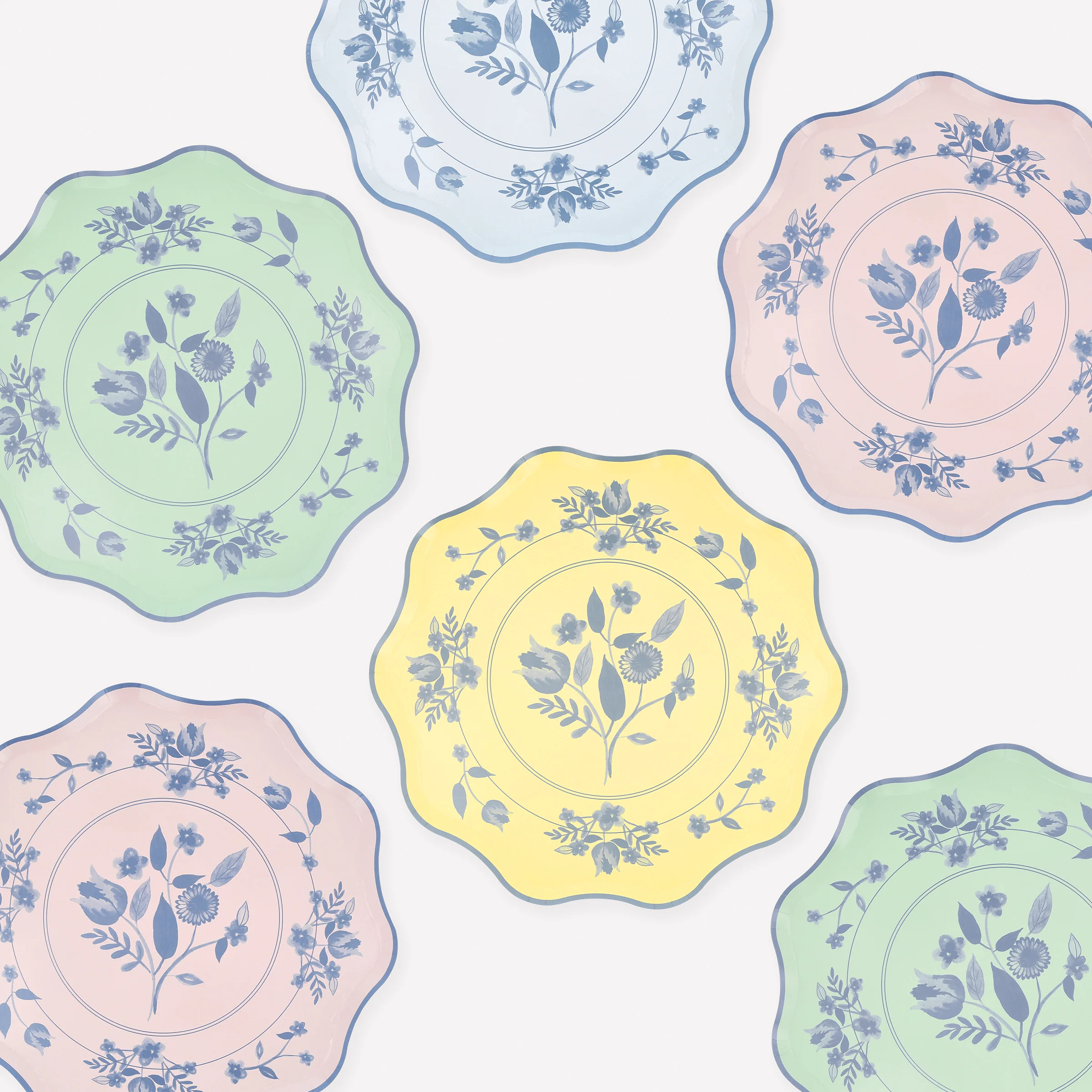 Vintage Botanical Side Plates (x 8)