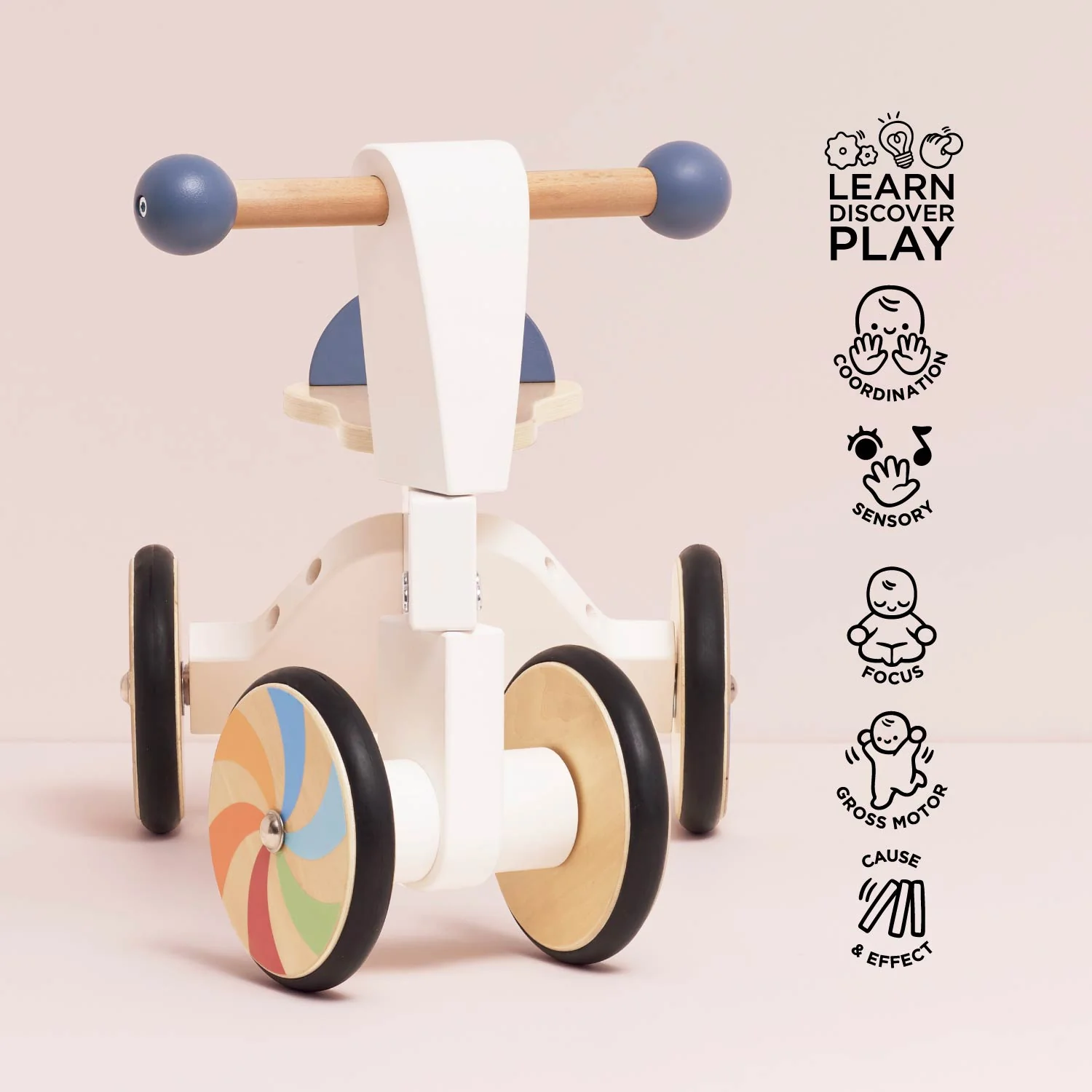 Wooden Rainbow Ride On Trike - Image 3