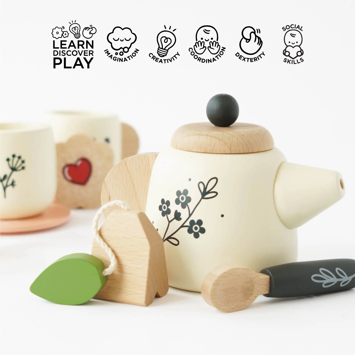 Wooden Tea Set & Tray - Image 3