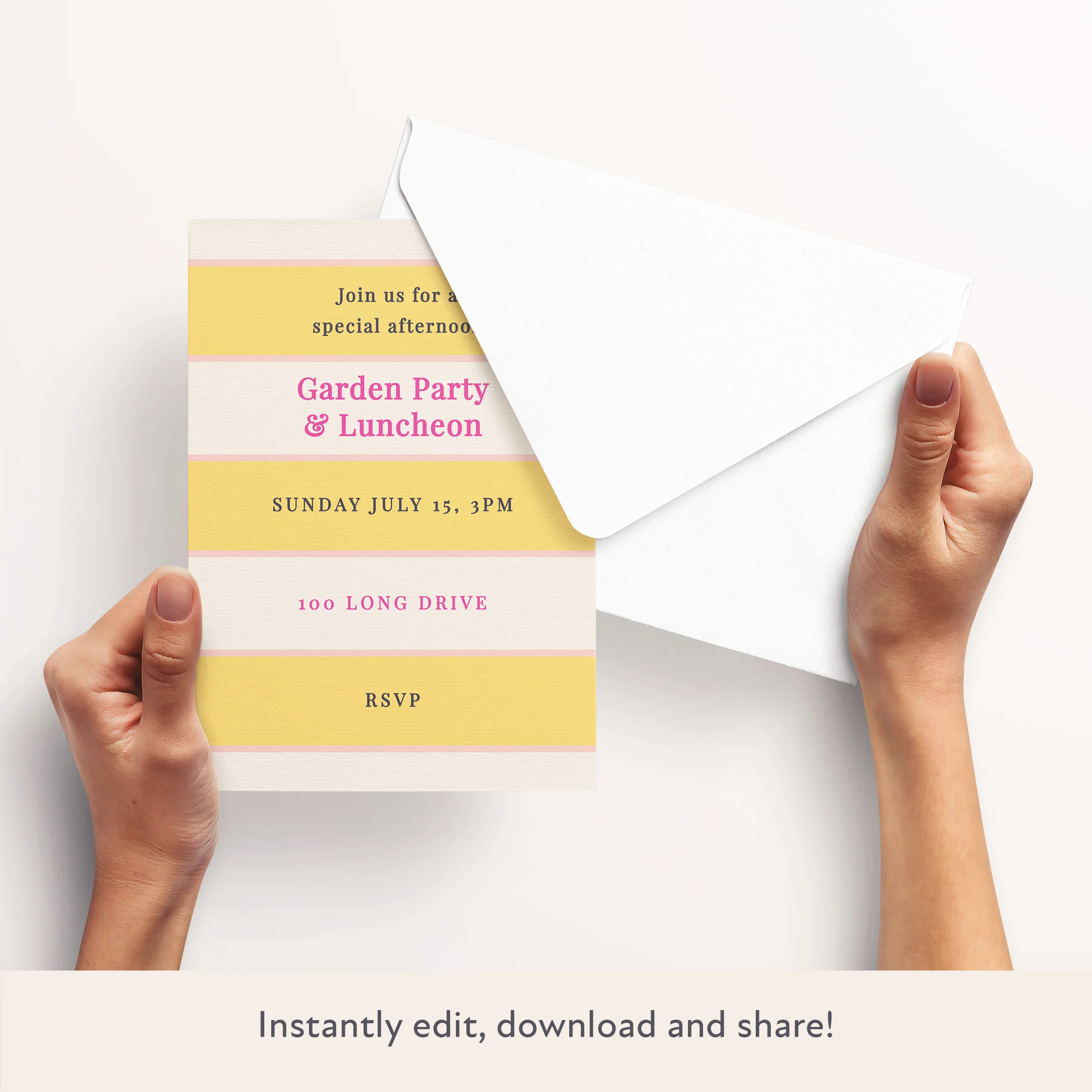 Yellow Cabana Stripe Download & Print Invitation - Image 3